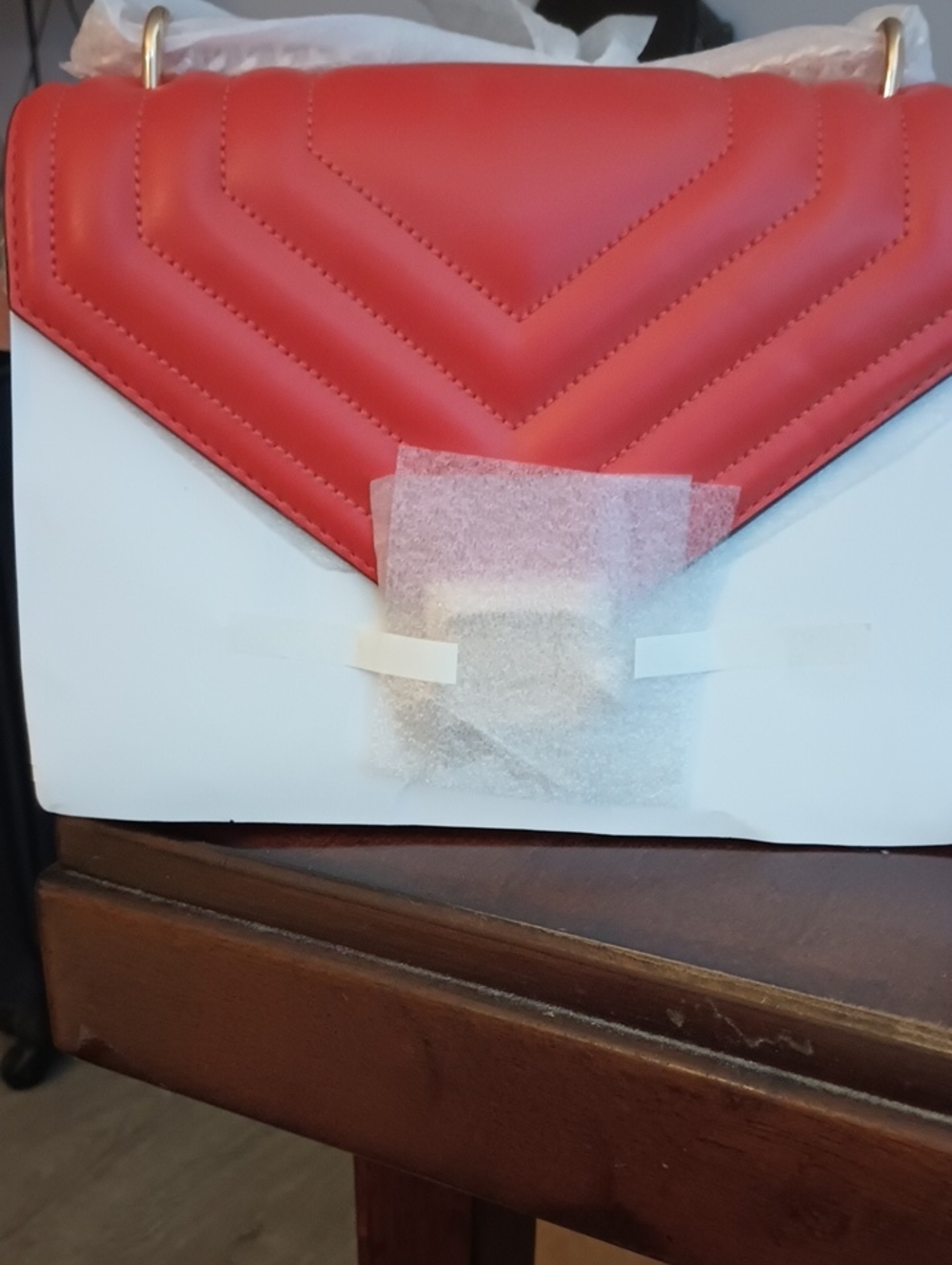 Michael Kors Red Quilted Chevron Crossbody with Gold Hardware